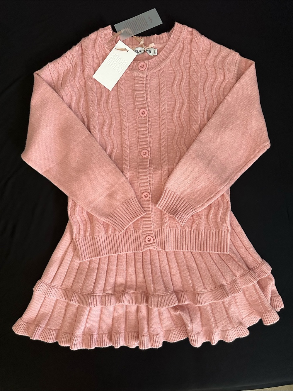 Girls 2 piece skirt and cardigan set